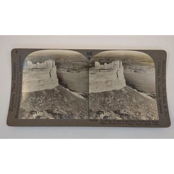 Scotts Bluff Nebraska Stereoview Card Platte River Valley Sugar Beet Field - Picture 10 of 10